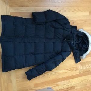 LL Bean Black Puffer Coat with Removable Hood